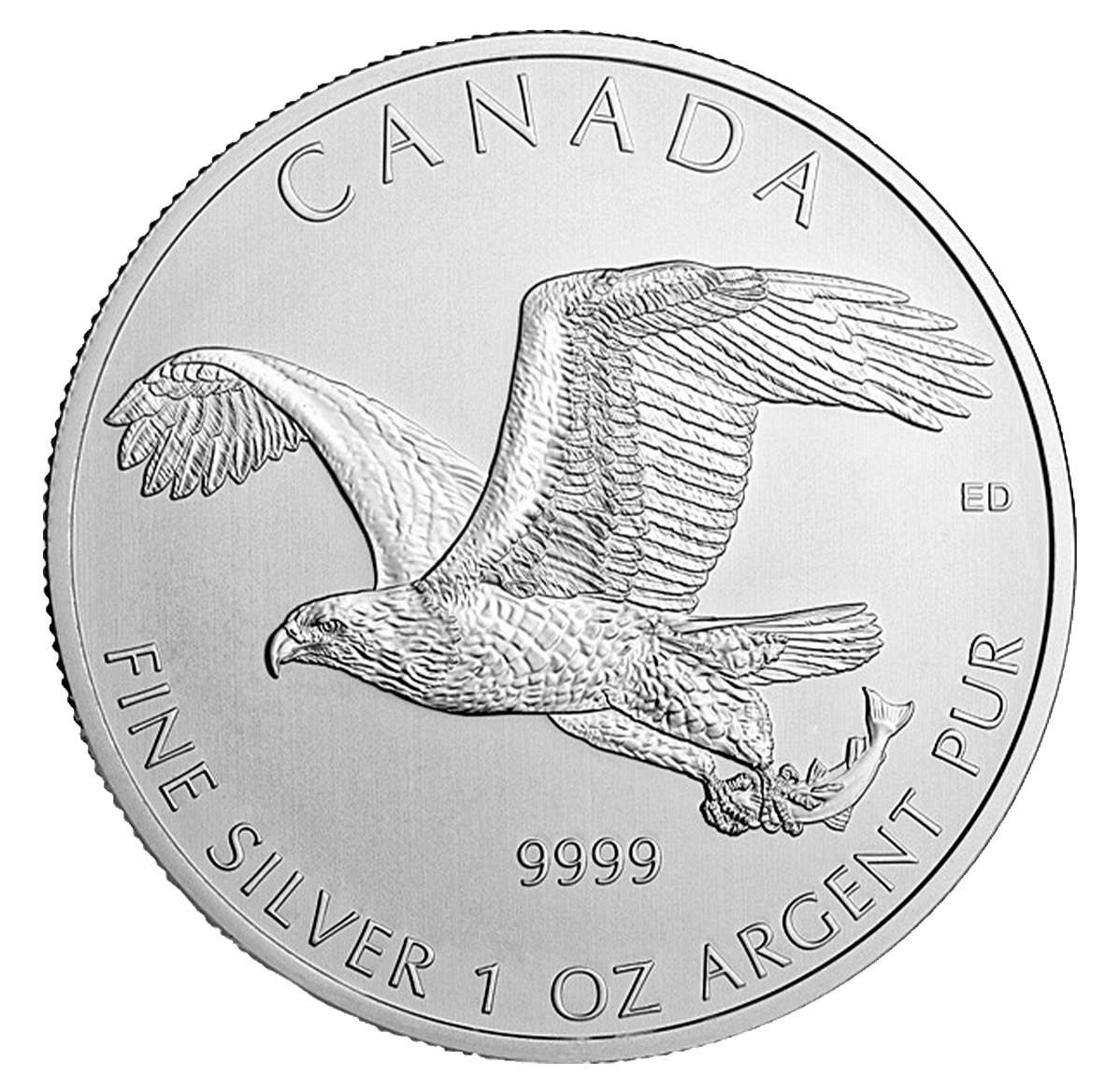 Reference image of 2014 1oz. 99.99% Pure Silver Birds of Prey Coin 2: Bald Eagle (Bullion)