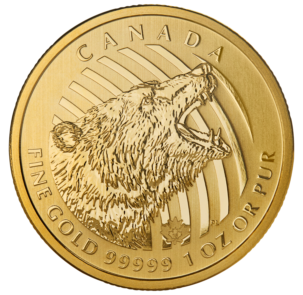 Reference image of 2016 1 oz. 99.999% Pure Gold Call of The Wild Coin 3: Roaring Grizzly (Bullion)