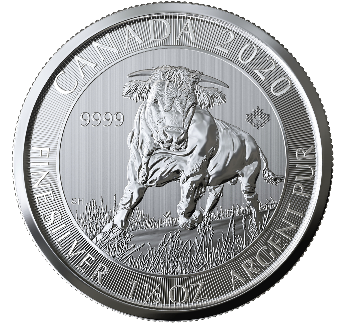 2020 8 1.5 oz. 99.99 Pure Silver Coin Bull (Bullion) The Royal Canadian Mint