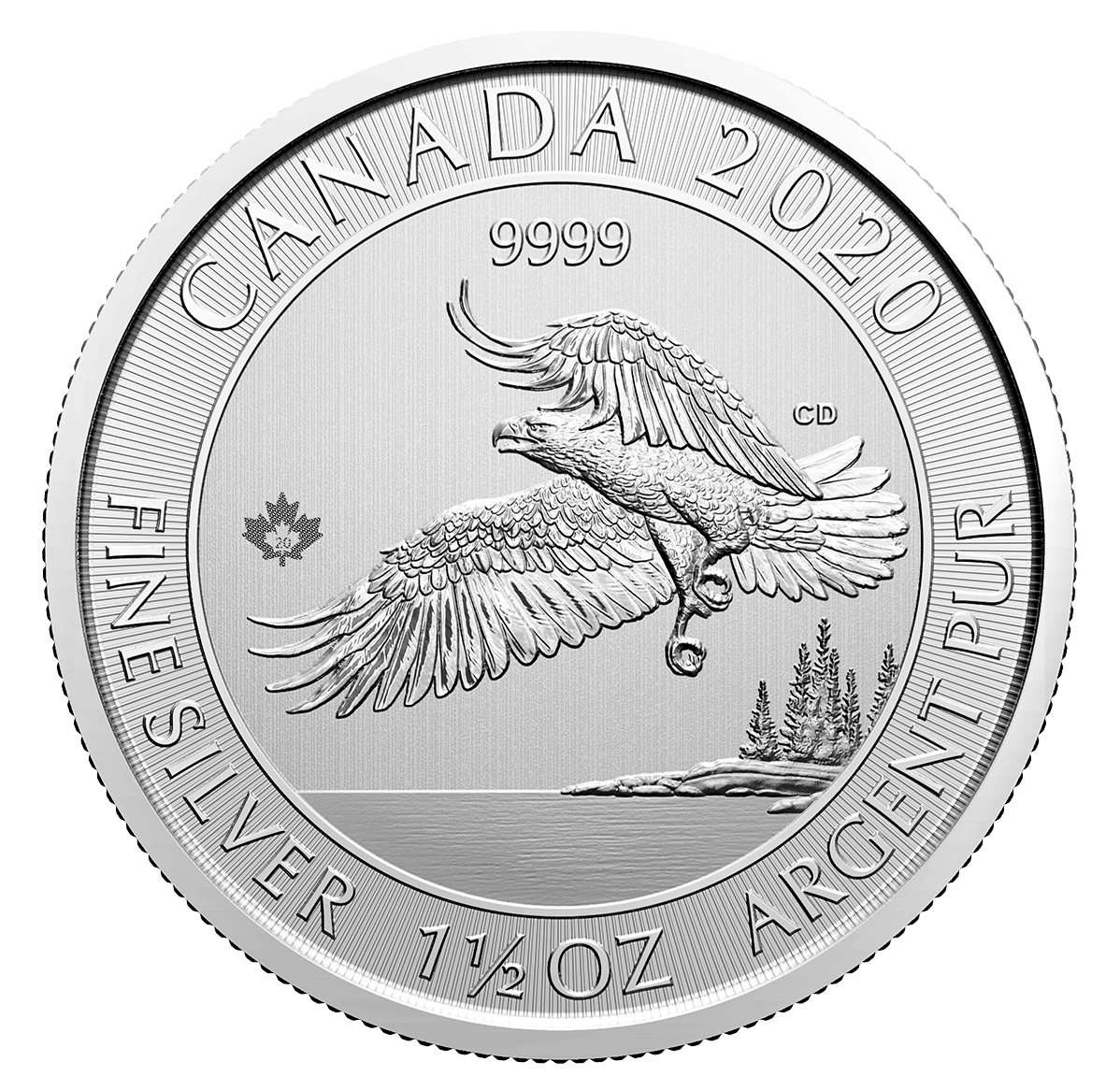 2020 8 1.25 oz. 99.99 Pure Silver Coin Bald Eagle (Bullion) The Royal Canadian Mint