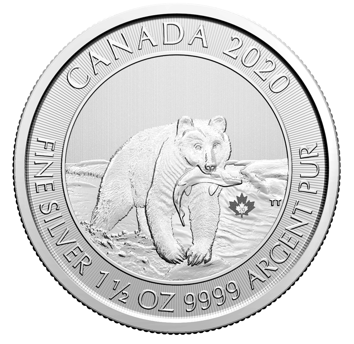 2020 8 1.5 oz. 99.99 Pure Silver Coin Kermode 'Spirit' Bear (Bullion) The Royal Canadian Mint
