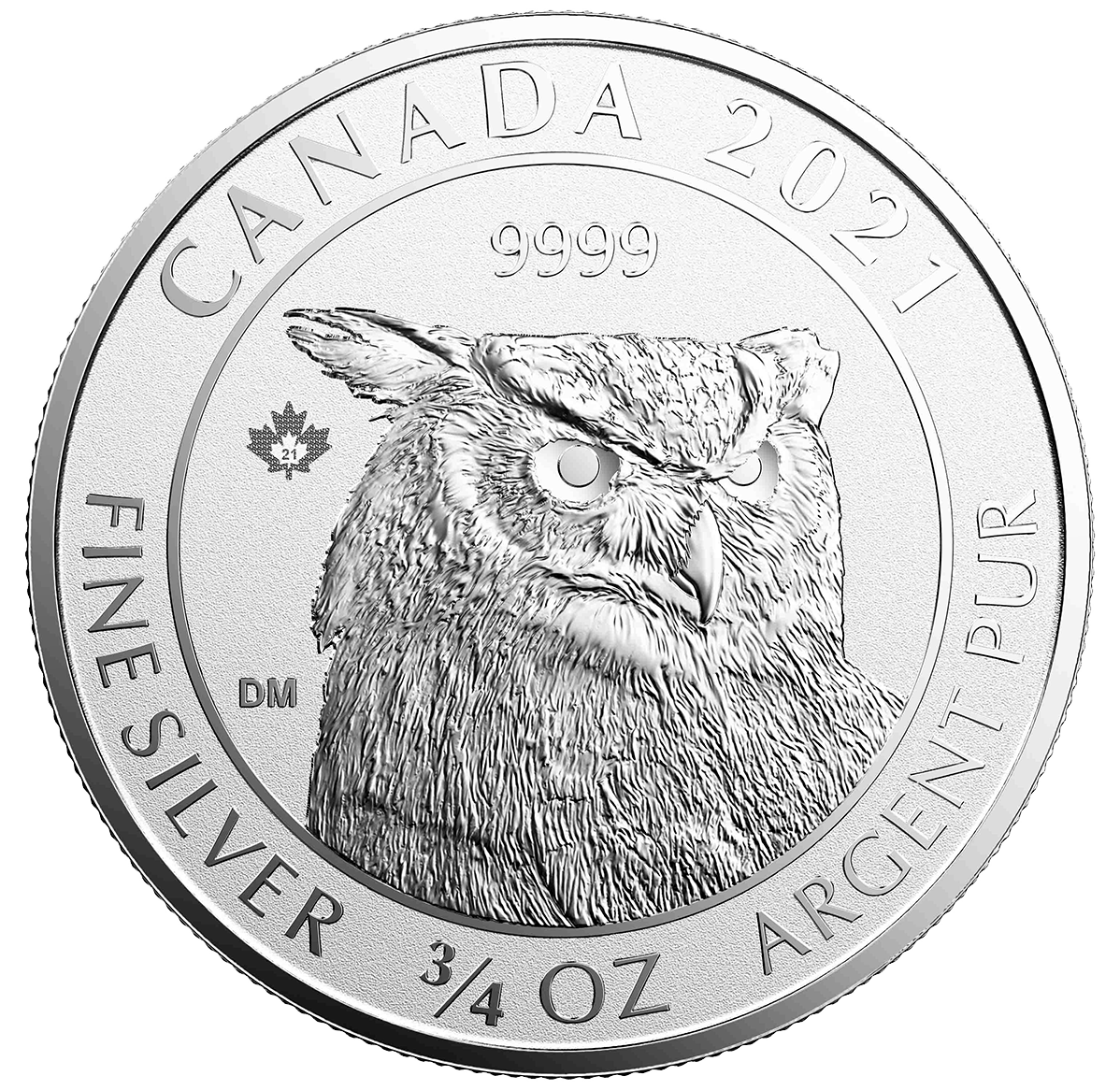 2021 $2 ¾ Oz. 99.99% Pure Silver Coin – Great-Horned Owl (Bullion)