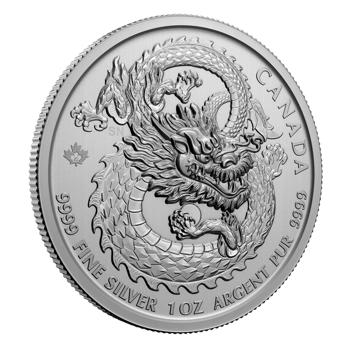 2022 $5 1oz. 99.99% Pure Silver Coin Dragon II (High Relief