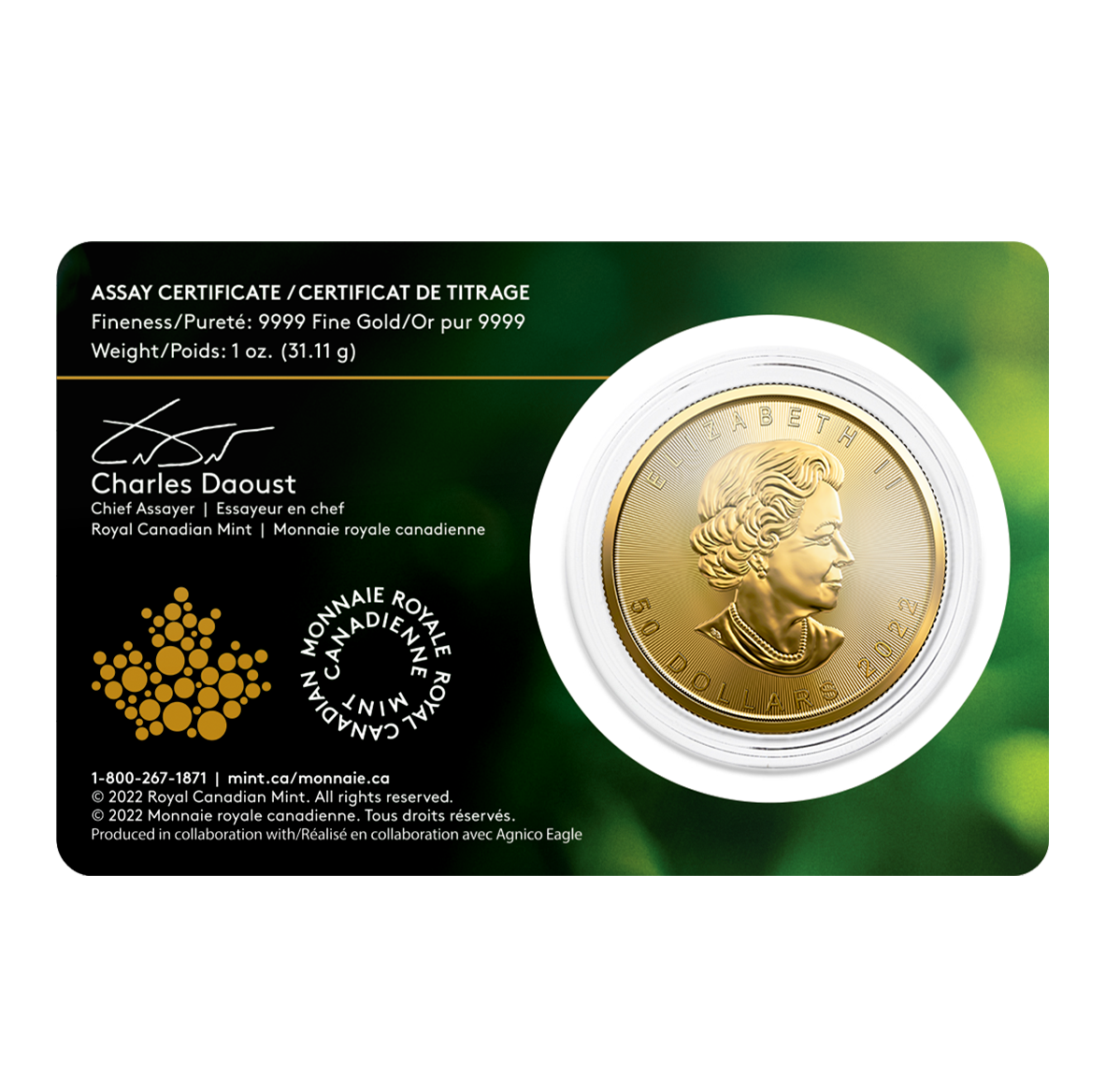 2022 GML - 1 oz. 99.99% Pure Gold Coin (Single Source - Meliadine