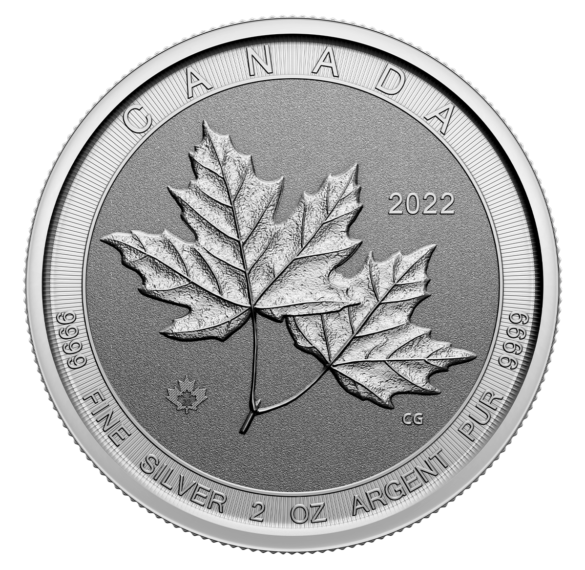 2022 $10 2 oz. 99.99% Pure Silver Coin  &ndash; Twin Maples (Bullion)