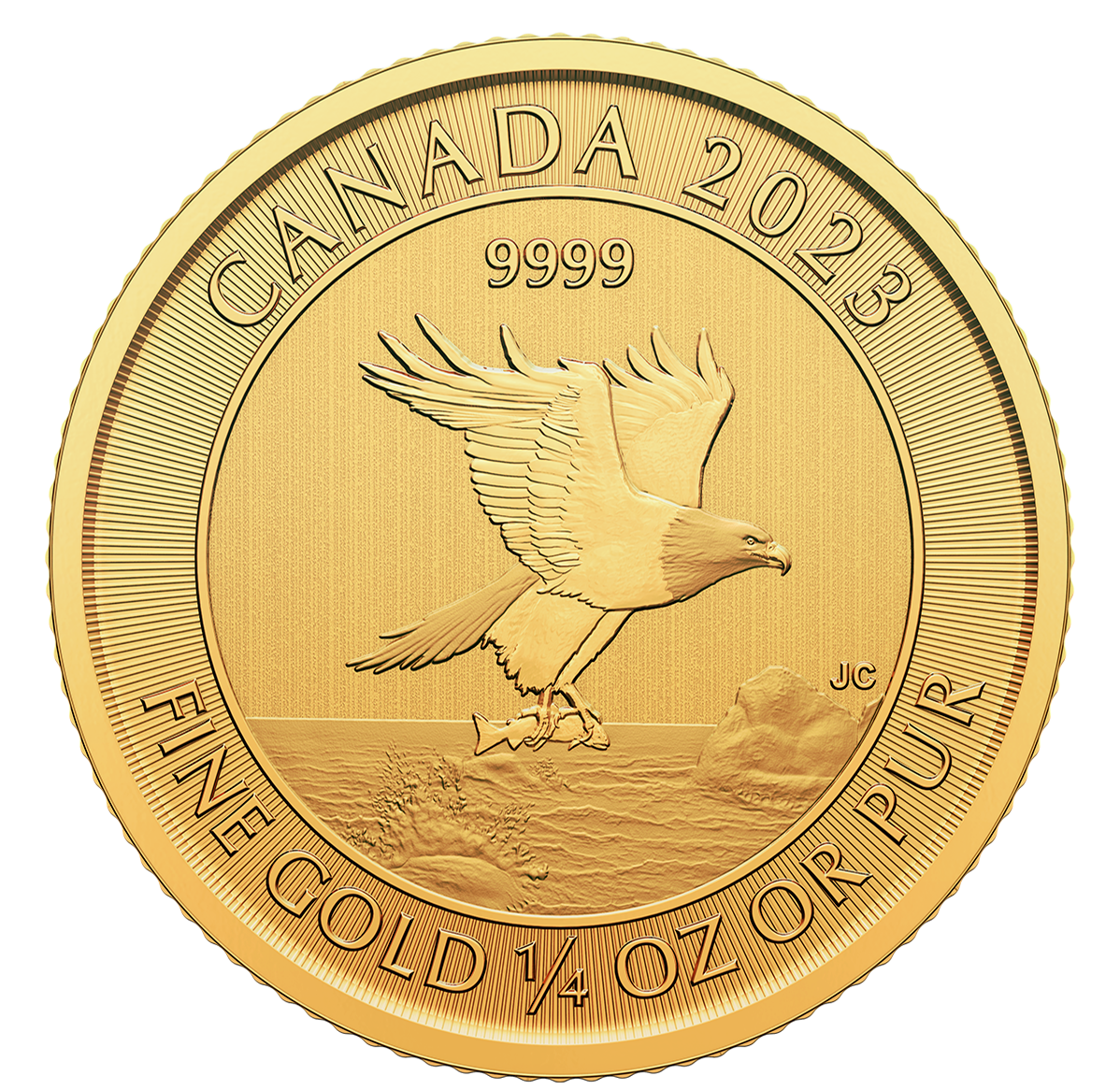 2023 $10 ¼ oz. 99.99% Pure Gold Coin - Bald Eagle with Fish