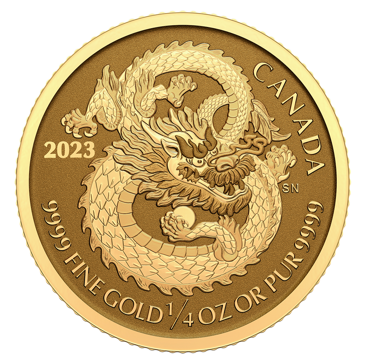 2023 Dragon - 1/4 oz. 99.99% Pure Gold Coin (Bullion)