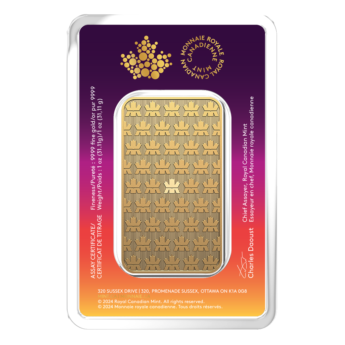 2024 1 oz. 99.99% Pure Gold Bar – Celebrate Diwali (Bullion)