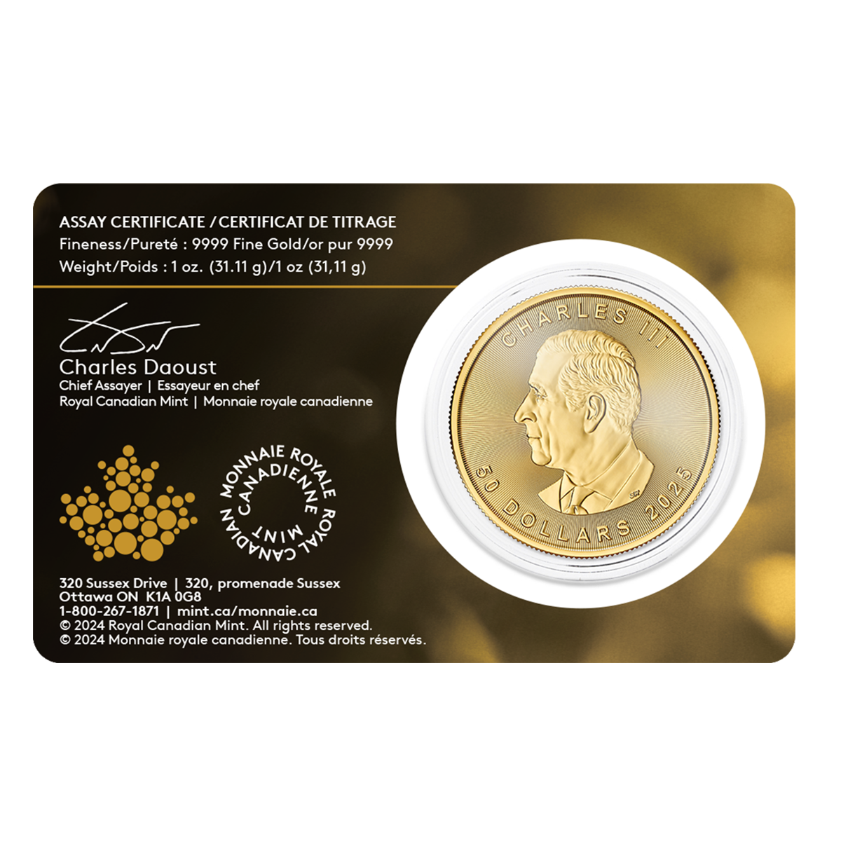 2025 GML in Protective Packaging -  1 oz. 99.99% Pure Gold Coin (Bullion)