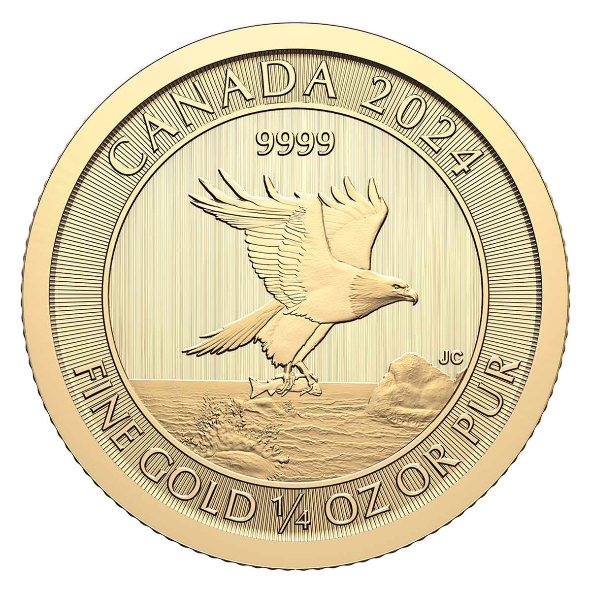 Bald Eagle with Fish - 1/4oz. 99.99% Pure Gold Coin (Bullion)