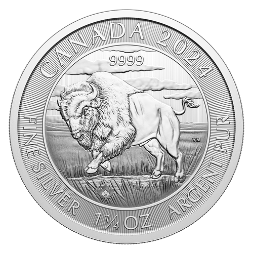 リアル Pure 99.99% 1.25-oz. 2024 Silver (Bullion Bison - Coin ピアス