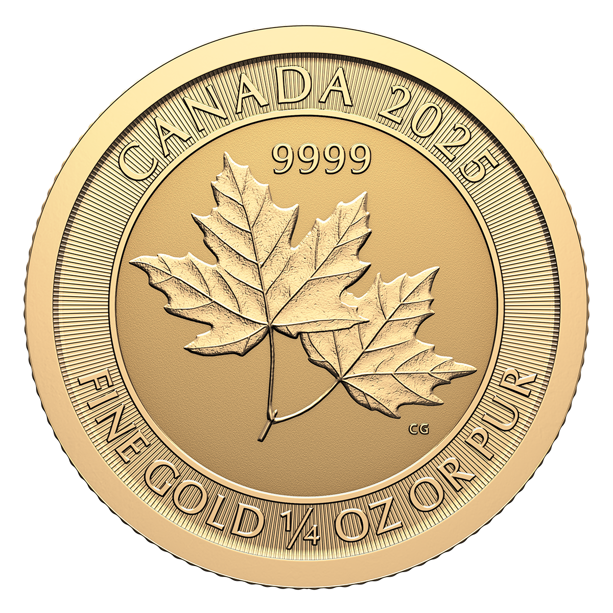 Twin Maples - 2025 1/4-oz. 99.99% Pure Gold Coin (Bullion)
