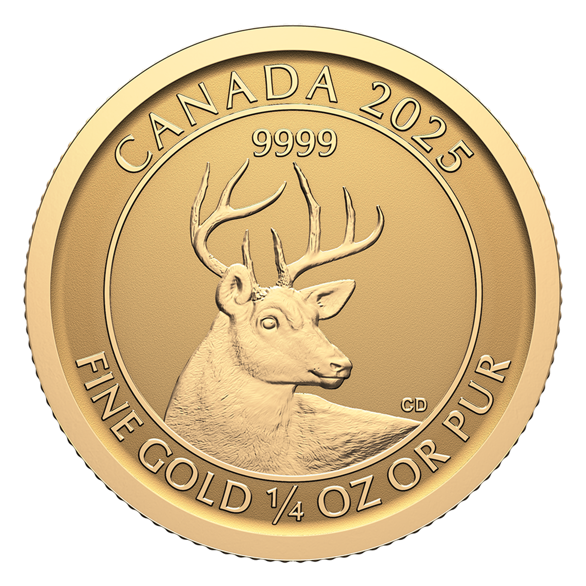 White-Tailed Deer - 2025 ¼ oz. 99.99% Pure Gold Coin (Bullion)