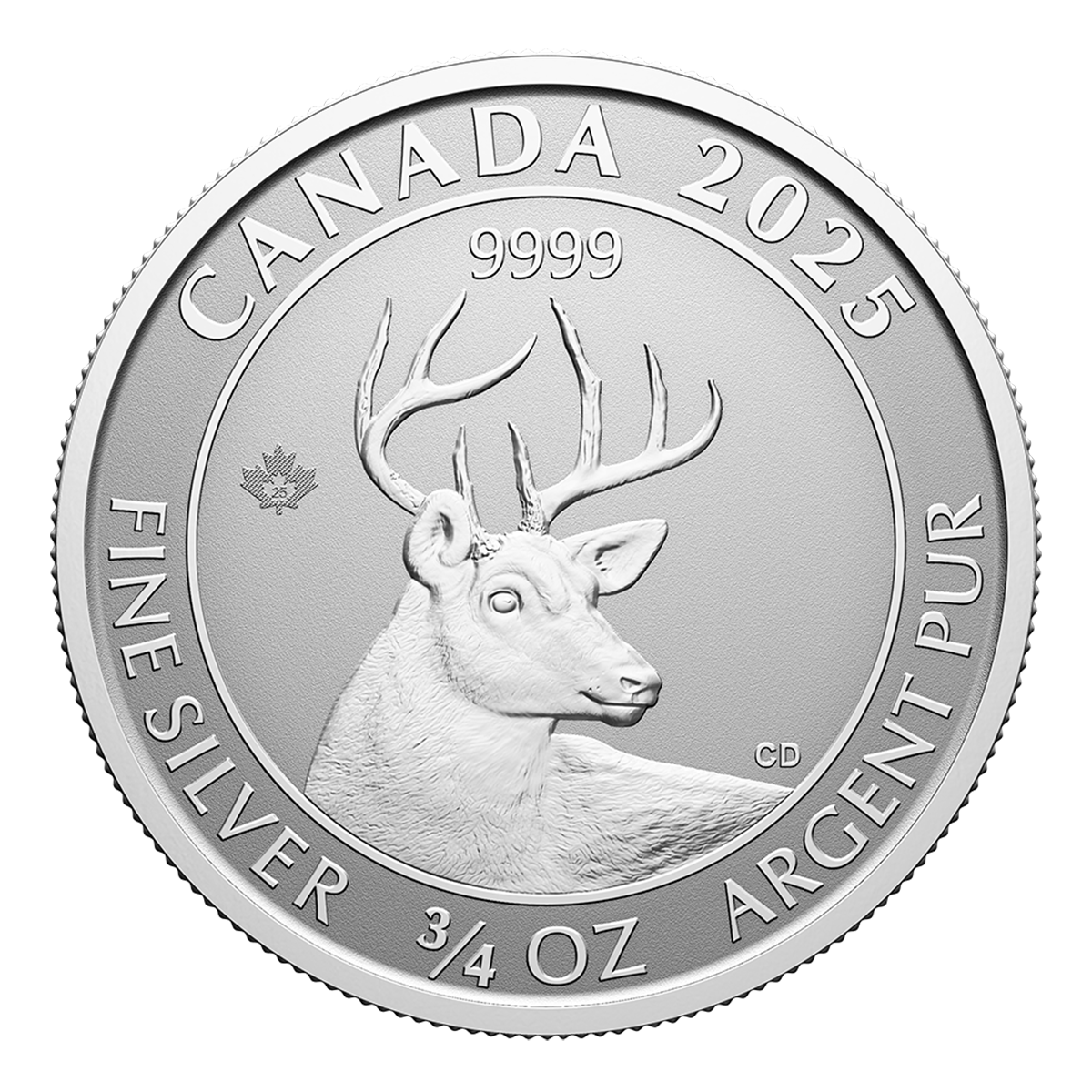 White-Tailed Deer - 2025 ¾ oz. 99.99% Pure Silver Coin (Bullion)