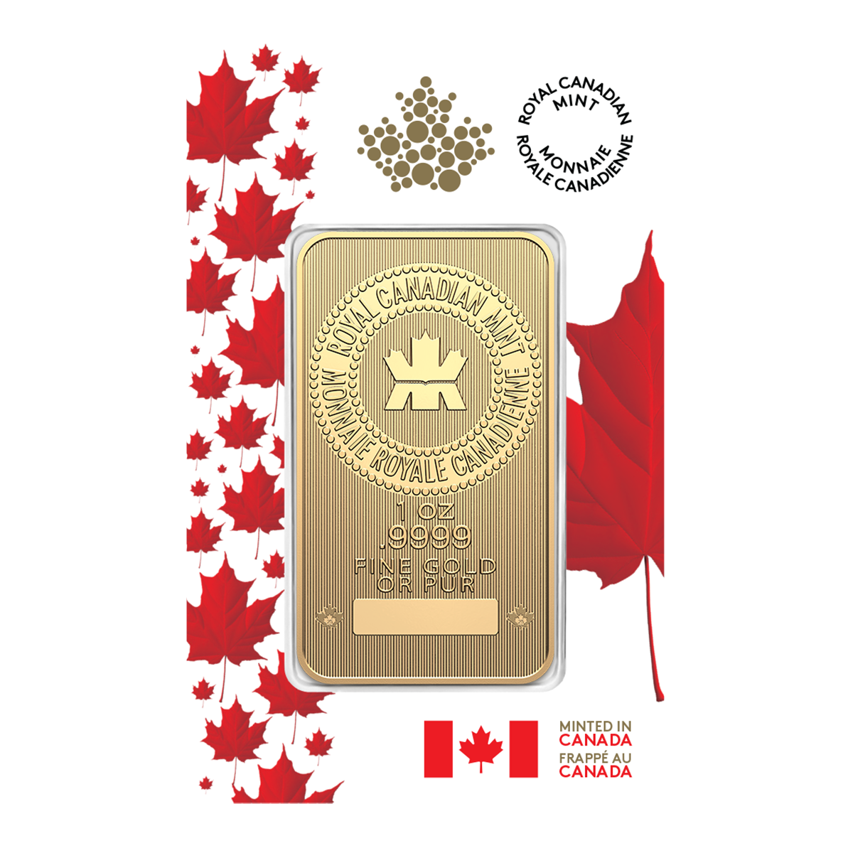 2025 1 oz. 99.99% Pure Gold Bar in Proudly Canadian Packaging (Bullion)