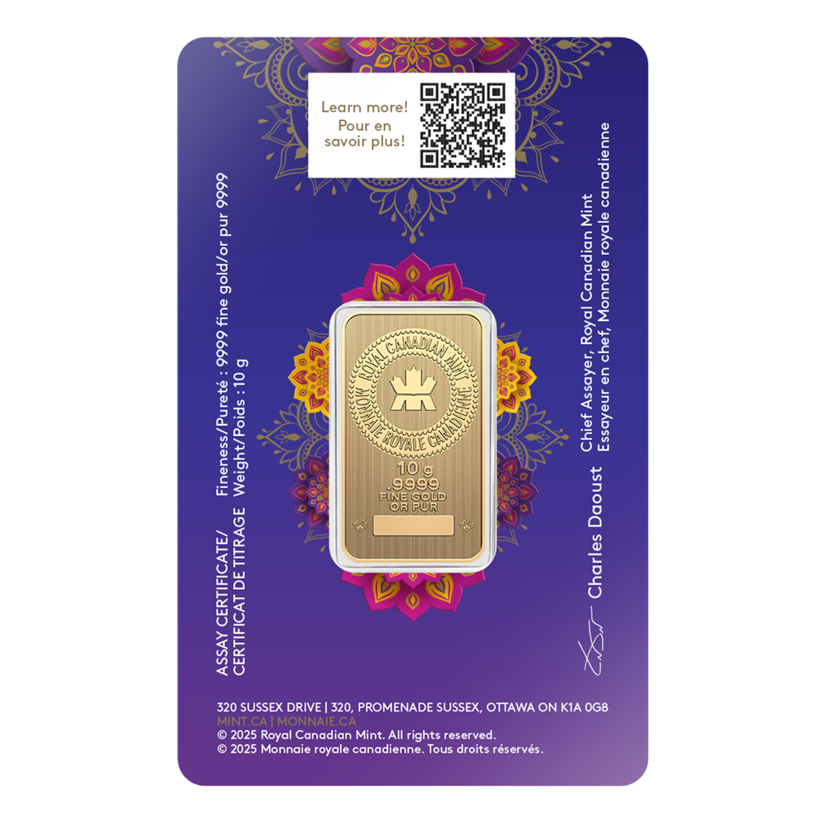 Diwali - 2025 10g 99.99% Pure Gold Bar (Bullion)