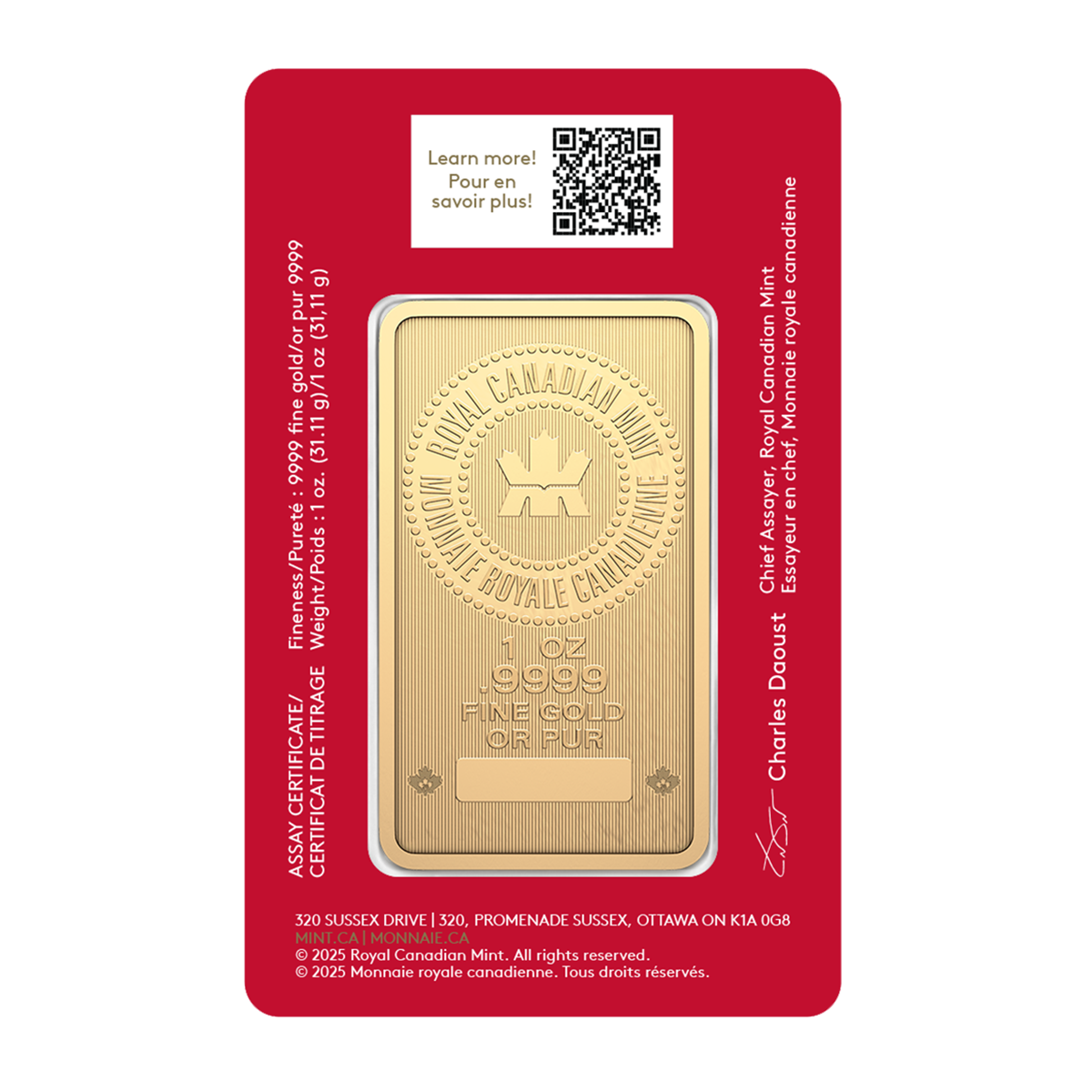 Lunar Year of the Horse - 2026 1 oz. 99.99% Pure Gold Bar (Bullion)
