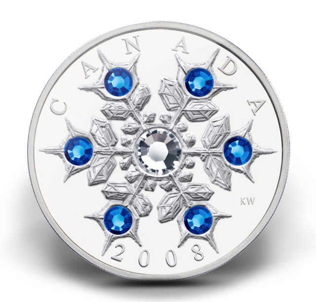 純銀2008 クリスタルスノーフレーク　銀貨　 CANADIAN $20 Fine Silver Coin – Sapphire Crystal Snowflake (2008) | The