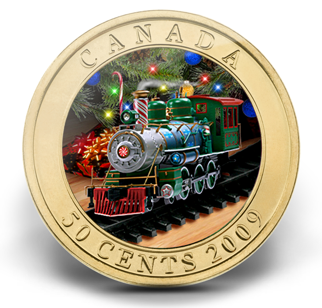 どんぐりアート♡ Xmasタペストリー＆White train ピンキーオブジェ 50-Cent Holiday Toy Train Coin (2009) | The Royal Canadian Mint