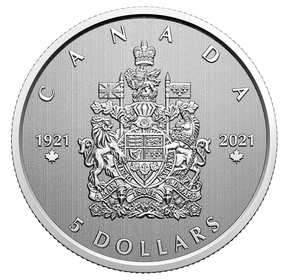 Reference image of 1/4 oz. Pure Silver Coin - Moments to Hold: 100th Anniversary of the Arms of Canada